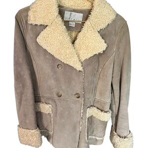 Nine West Women's Tan Shearling Jacket Y2K Size M